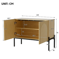 Avis modfu Buffet 2 portes 100 x 40 x 75 cm, pieds métal, naturel