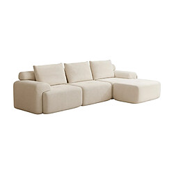 Acheter modfu Canapé d’angle L 3 places blanc en tissu cordonné, convertible, sans montage