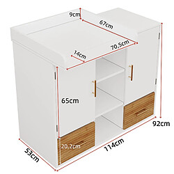 Avis modfu Set bébé table à langer 114 x 53 x 92 cm + lit 70 x 140 cm, naturel blanc