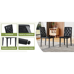 Acheter modfu Lot de 4 chaises de salle à manger noires en PU, dossier capitonné, pieds métal