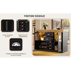 modfu Table à manger extensible noire 120-197 cm, LED 3 couleurs, rangement pas cher