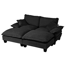 Acheter modfu Canapé d’angle modulable 4 places noir en chenille, 194 cm, 2 ottomans