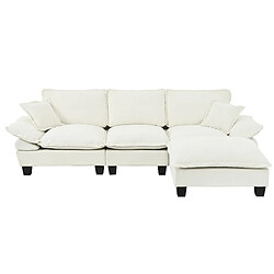modfu Canapé d'angle modulable beige 4 places en chenille avec ottomane mobile pas cher