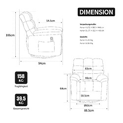 Avis modfu Fauteuil relax électrique pivotant 360° gris, massage et chaleur