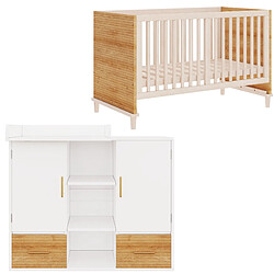 Acheter modfu Set bébé table à langer 114 x 53 x 92 cm + lit 70 x 140 cm, naturel blanc