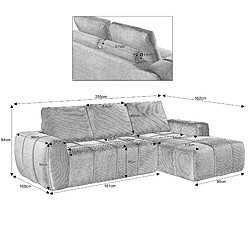 Avis modfu Canapé d’angle XXL beige en velours côtelé, 4 places, sans montage