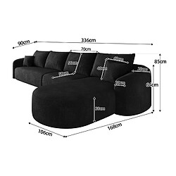 Avis modfu Canapé d’angle droit 336 cm 5 places noir, sans montage
