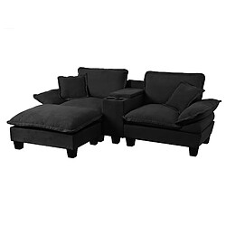Acheter modfu Canapé d'angle gauche 3 places noir, USB, rangement et porte-gobelets