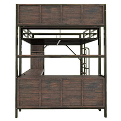 modfu Lit mezzanine 140x200 cm avec bureau, LED et rangement, noir pas cher