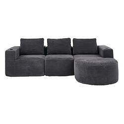 Acheter modfu Canapé droit compressé 258 cm 2 places avec 3 coussins gris foncé