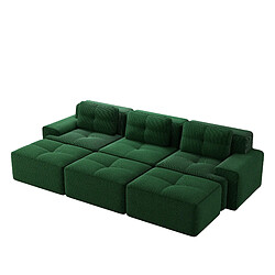 Acheter modfu Canapé d’angle modulable 3 places vert, corduroy, couchage, 3 poufs