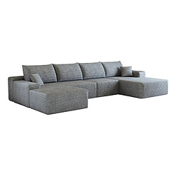 Acheter modfu Canapé d’angle modulable 340 cm gris en tissu corduroy, 5 places