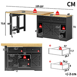 Avis modfu Îlot de cuisine extensible noir 120 cm avec table