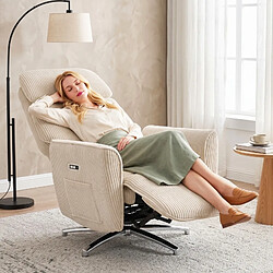 Avis modfu Fauteuil relaxation électrique pivotant 2 moteurs USB crème