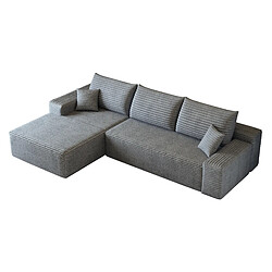 modfu Canapé d'angle modulaire 270 cm gris, méridienne gauche, tissu côtelé pas cher