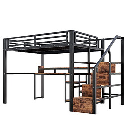 Acheter modfu Lit mezzanine 140x200 cm noir, LED, USB-C, rangements