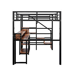 modfu Lit mezzanine 140x200 cm noir, LED, USB-C, rangements pas cher
