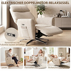 Acheter modfu Fauteuil relaxation électrique pivotant 2 moteurs USB crème