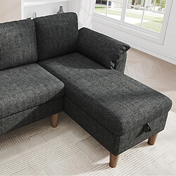 Acheter modfu Canapé d’angle L 3 places avec rangement, gris foncé