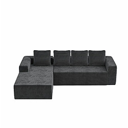 modfu Canapé d'angle modulaire 4 places en velours côtelé gris 261 cm pas cher