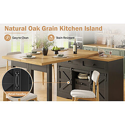 modfu Îlot de cuisine extensible noir 120 cm avec table pas cher