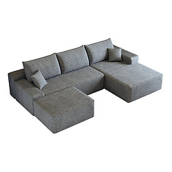 modfu Canapé d’angle modulaire 270 cm 4 places, méridienne, gris pas cher