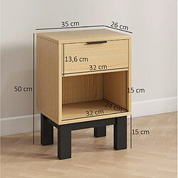 MIVRAY Table de chevet 35 x 26 x 50 cm avec tiroir, niche, chêne pas cher