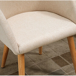 MIVRAY Lot de 2 chaises de salle à manger beige rembourrées, pieds en bois pas cher