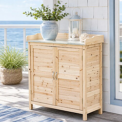 Avis MIVRAY Armoire de jardin en bois naturel 83 x 40 x 92 cm