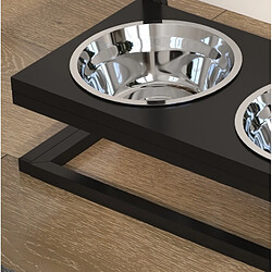 Acheter MIVRAY Station d'alimentation surélevée noire 2 gamelles en acier inoxydable