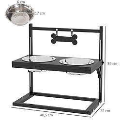 Avis MIVRAY Station d'alimentation surélevée noire 2 gamelles en acier inoxydable