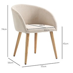 Acheter MIVRAY Lot de 2 chaises de salle à manger beige rembourrées, pieds en bois