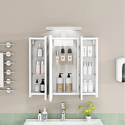 Avis OKWISH Armoire de toilette murale blanche 60 cm, 3 portes, LED
