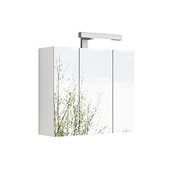 OKWISH Armoire de toilette murale blanche 60 cm, 3 portes, LED pas cher