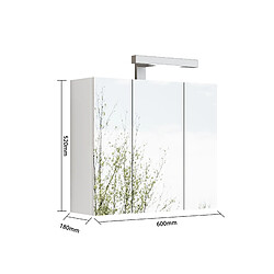 Acheter OKWISH Armoire de toilette murale blanche 60 cm, 3 portes, LED