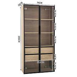Avis OKWISH Armoire de salle de bain 74 cm en MDF naturel avec LED