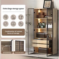 Acheter OKWISH Armoire de salle de bain 74 cm en MDF naturel avec LED