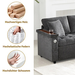 OKWISH Canapé d'angle droit convertible en chenille gris foncé, 3 places pas cher