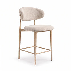 Acheter Homeluxury Lot de 8 chaises de bar Lulu - Tissu Chenille Déperlant Blanc Cassé / Pieds finition Chêne