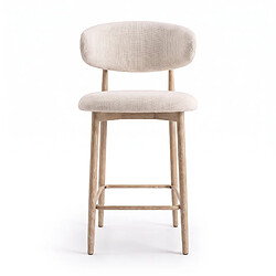 Homeluxury Lot de 8 chaises de bar Lulu - Tissu Chenille Déperlant Blanc Cassé / Pieds finition Chêne pas cher
