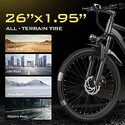 Aairsk Vélo Électrique 26" Mairide Q7, 36V 10Ah, 7 Vitesses, Noir pas cher