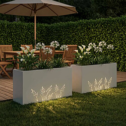 Avis vidaXL Cache-pot de jardin 2 pc Blanc 100 x 30 x 49 cm