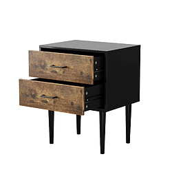OKWISH Table de chevet rétro industrielle 2 tiroirs marron antique 51 x 38 x 66 cm pas cher