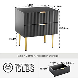 Acheter OKWISH Table de chevet noire à 2 tiroirs, 53 x 41,5 x 52,5 cm