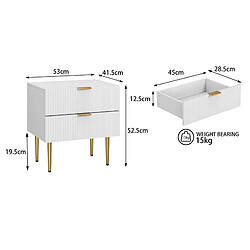 Acheter OKWISH Table de chevet blanche à 2 tiroirs, 53 x 41,5 x 52,5 cm
