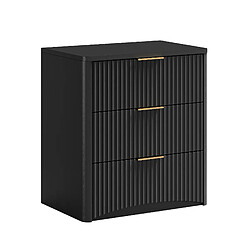 OKWISH Table de chevet noire MDF 3 tiroirs, 58 x 38 x 64 cm pas cher