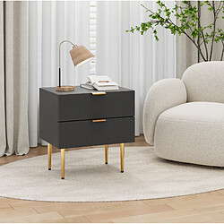 Avis OKWISH Table de chevet noire à 2 tiroirs, 53 x 41,5 x 52,5 cm
