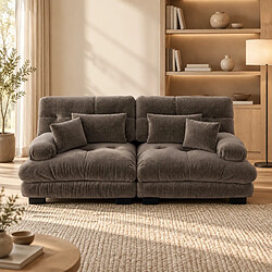 Avis OKWISH Canapé 2 places Cloud en chenille marron avec 4 coussins