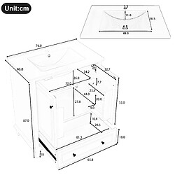 Acheter OKWISH Meuble vasque au sol blanc 76 x 46 x 87 cm avec vasque en céramique
