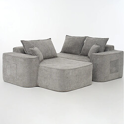 OKWISH Canapé d'angle modulable 4 places en chenille gris, 262 cm pas cher